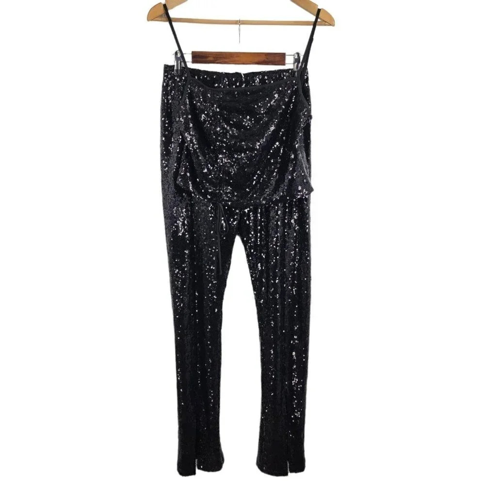 Wayf Encore Sequined Wide-Leg Pants & Ruched‎ Sequin Cami 2 Pieces Size M NWT